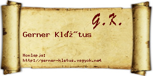 Gerner Klétus névjegykártya